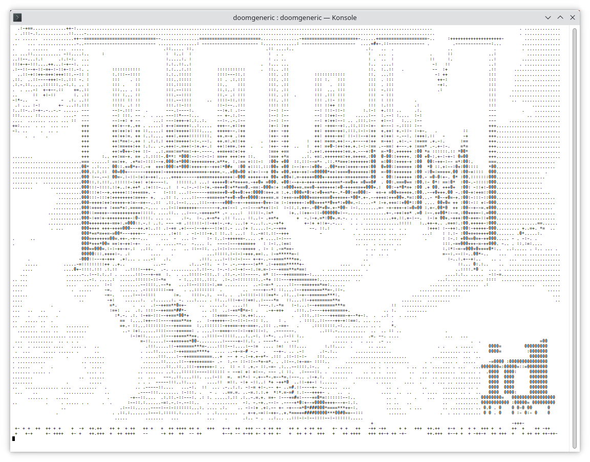 Рисунок 10. ASCII-графика экрана заставки игры Doom в терминале ОС Linux