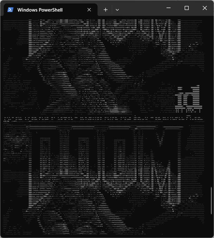 Рисунок 11. ASCII-графика экрана заставки игры Doom в терминале ОС Windows без поддержки управляющих последовательностей ANSI